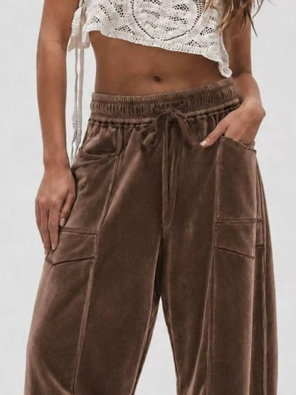 Velvet Wide-Leg Pants by Trendsi