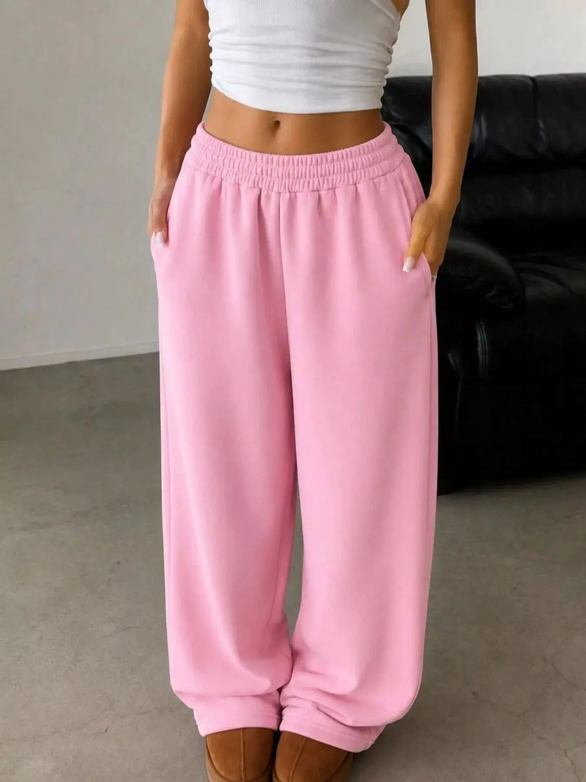 Elastic Waist Wide-Leg Sweatpants by Trendsi