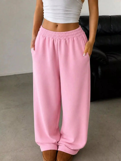 Elastic Waist Wide-Leg Sweatpants by Trendsi