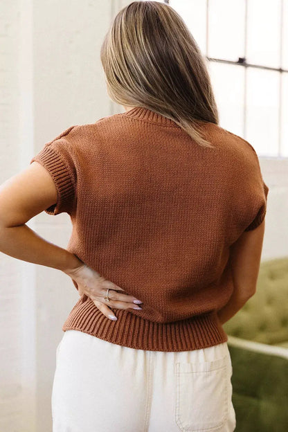 Western Horseshoe Pattern Short Sleeve Knit Sweater by Trendsi