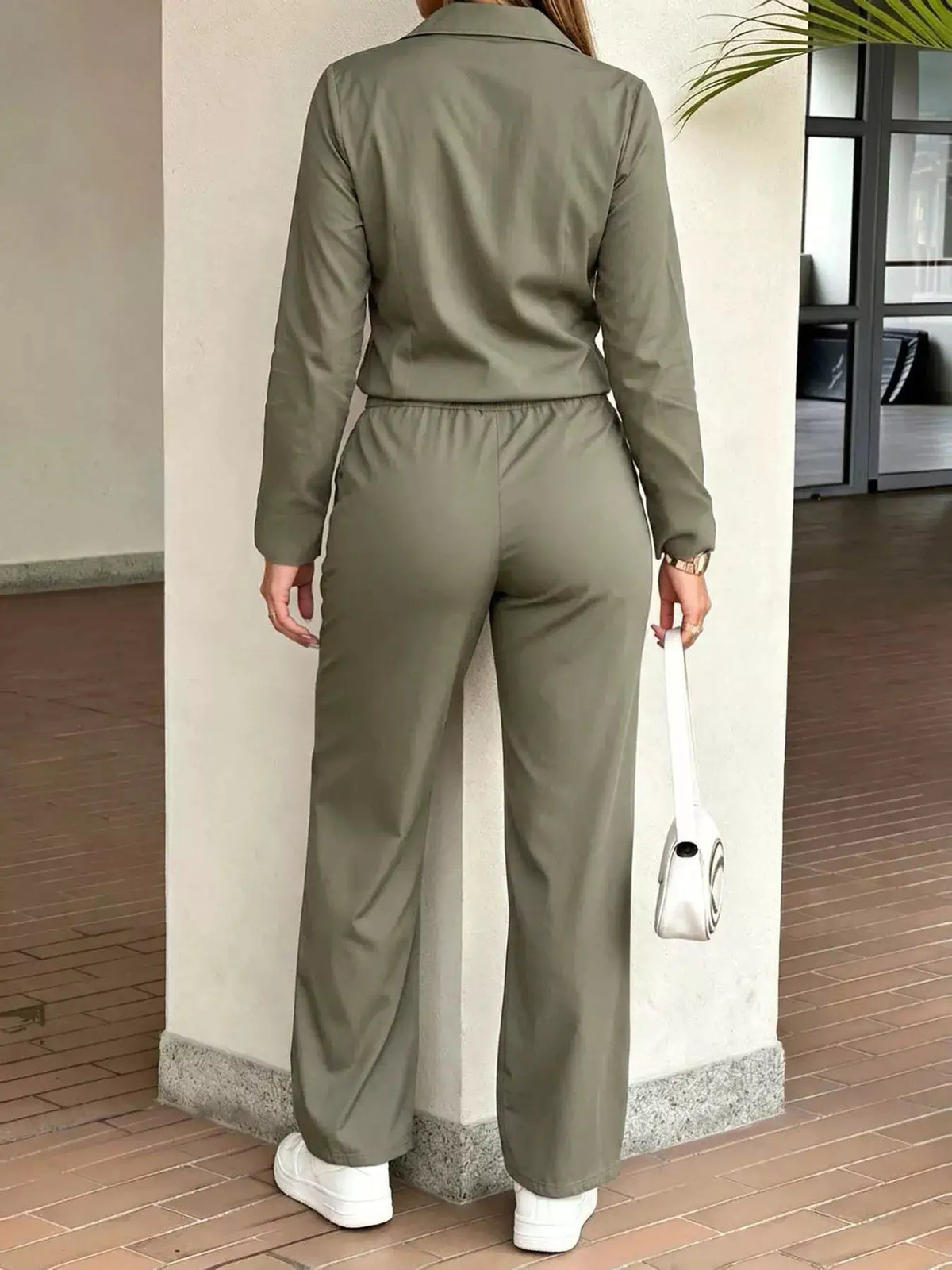 Button Front Jumpsuit with Drawstring Waist by Trendsi