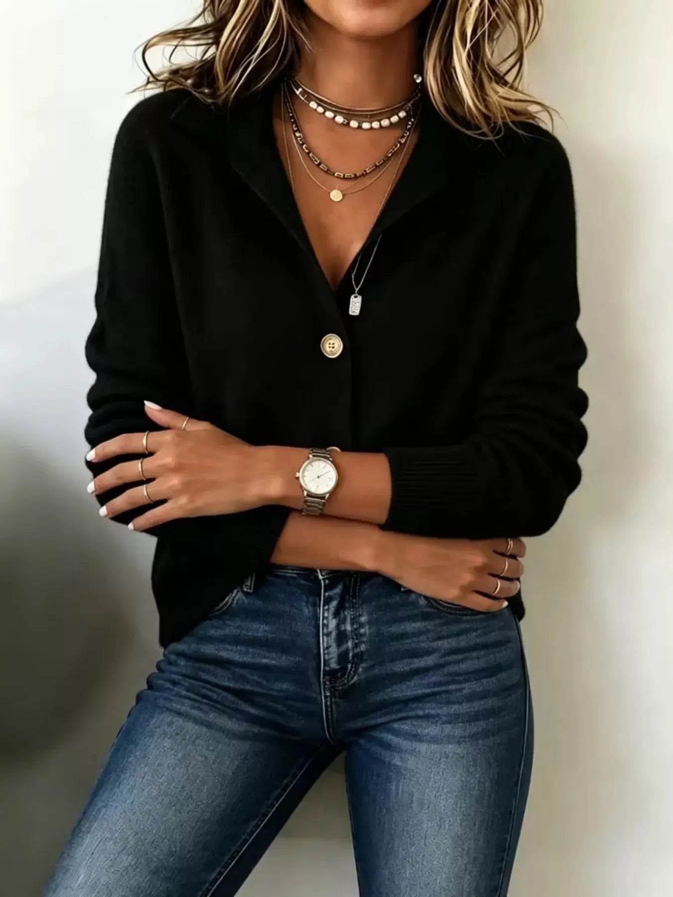 Button-Down Knit Cardigan by Trendsi
