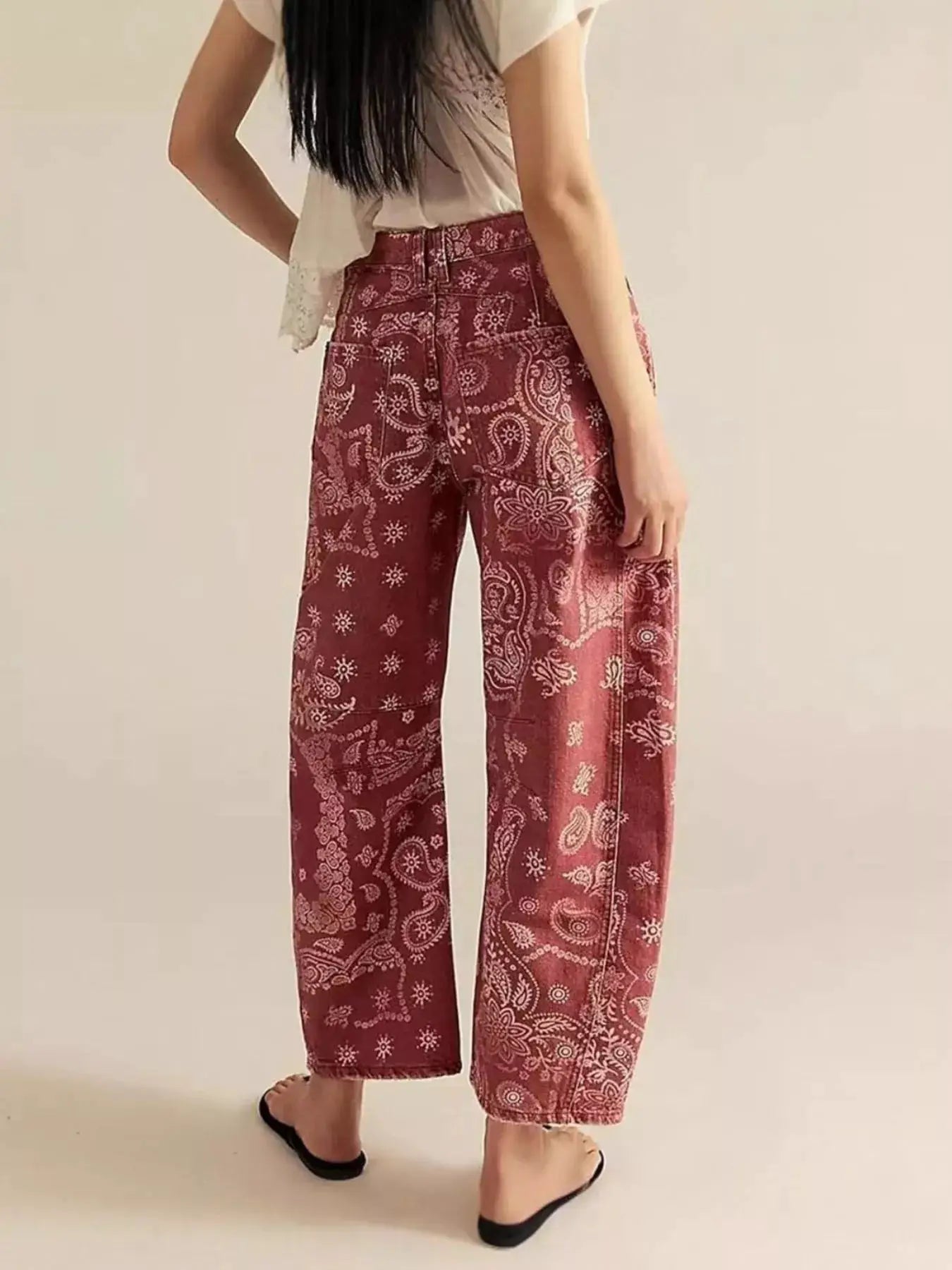 Printed Wide-Leg Jeans by Trendsi