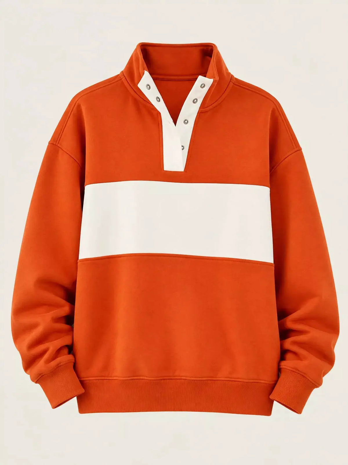 Full Size Color Block Snap-Button Sweatshirt Plus Size by Trendsi