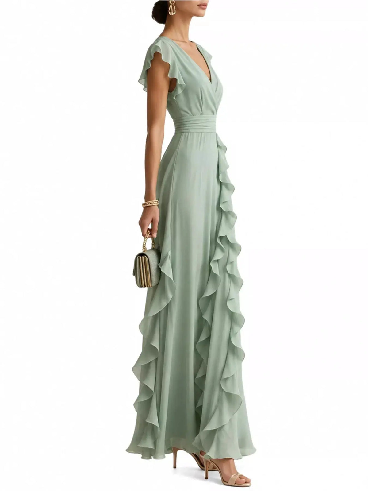 Ruffled Surplice Sleeveless Maxi Dress by Trendsi