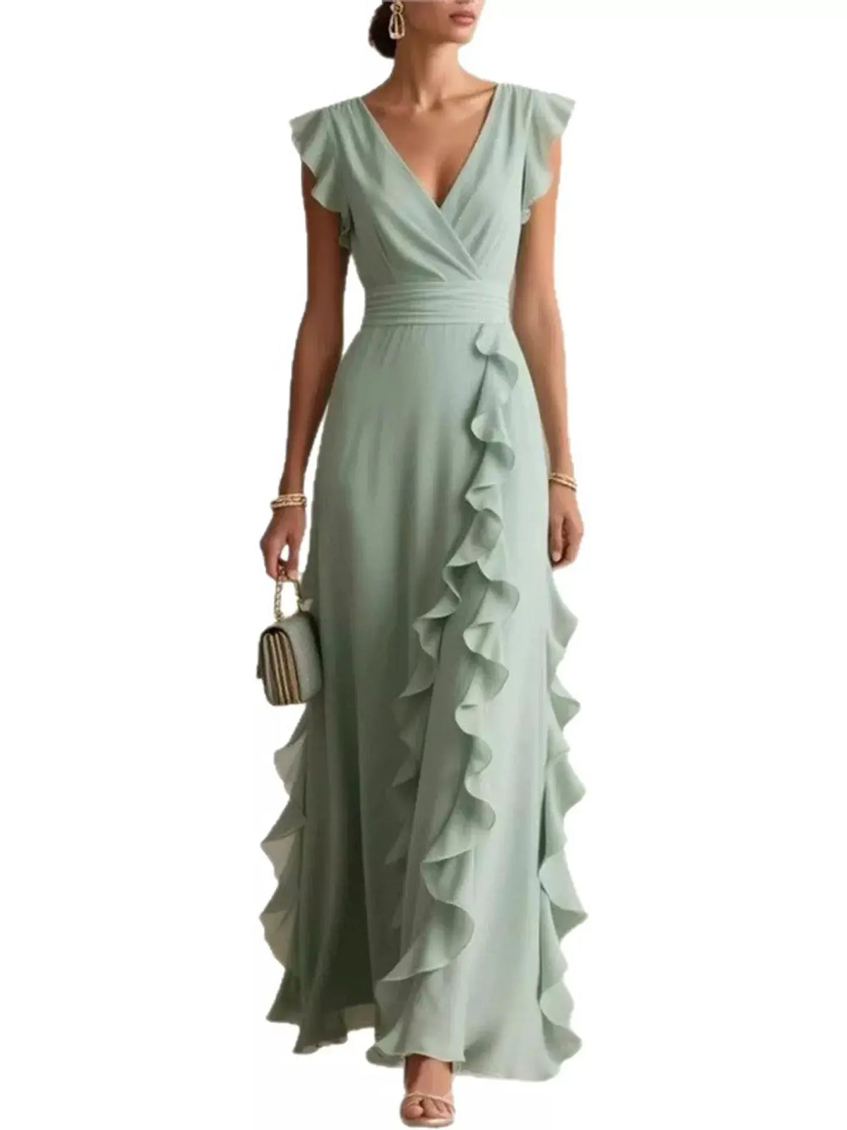 Ruffled Surplice Sleeveless Maxi Dress by Trendsi