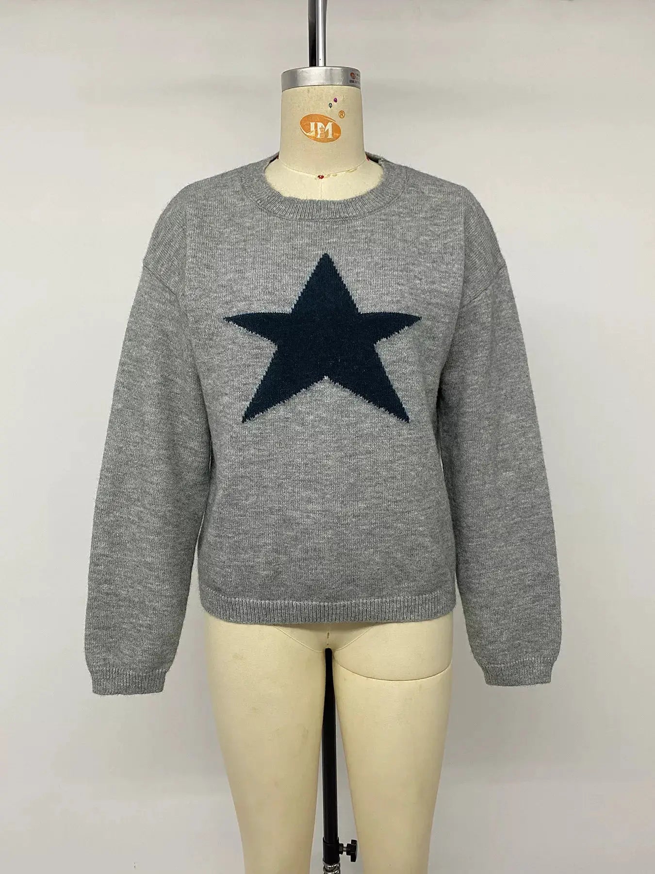 Star-Patterned Dropped Shoulder Sweater by Trendsi