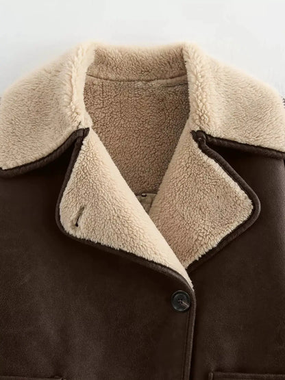 Sherpa Lined Button Down Outerwear by Trendsi
