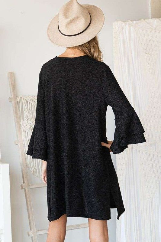 Glitter bell sleeve kimono style cardigan PLUS