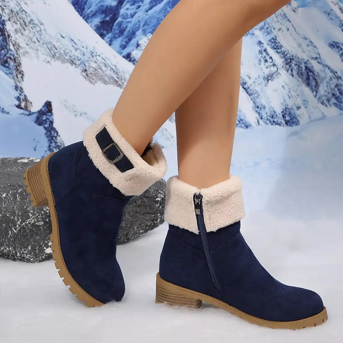 Round Toe Block Heels Boots by Trendsi