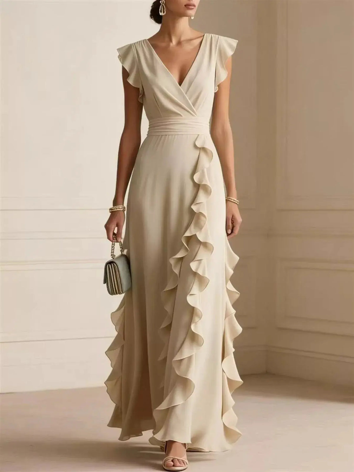 Ruffled Surplice Maxi Dress by Trendsi