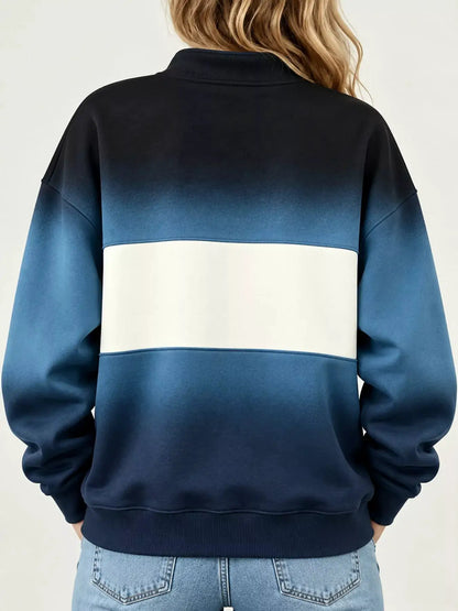 Full Size Color Block Snap-Button Sweatshirt Plus Size by Trendsi