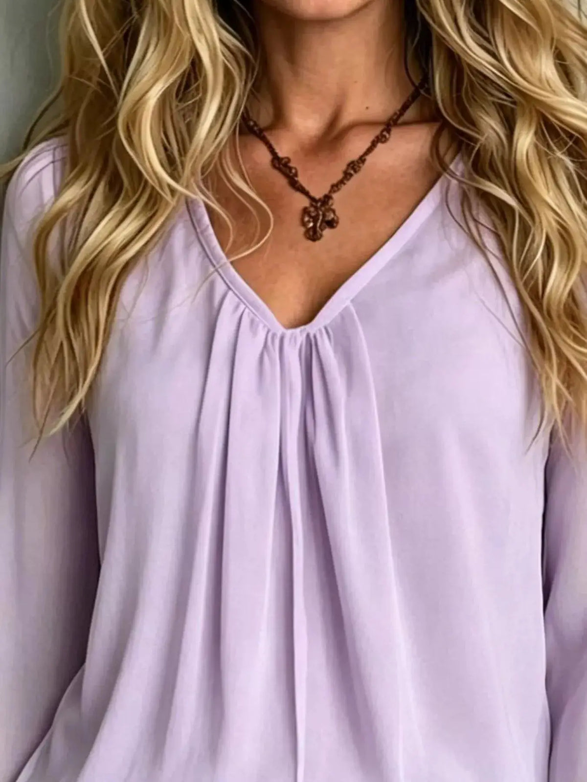 V-Neck Flounce Sleeve Blouse by Trendsi