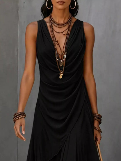 Sleeveless Layered Ruffle Hem Maxi Dress by Trendsi