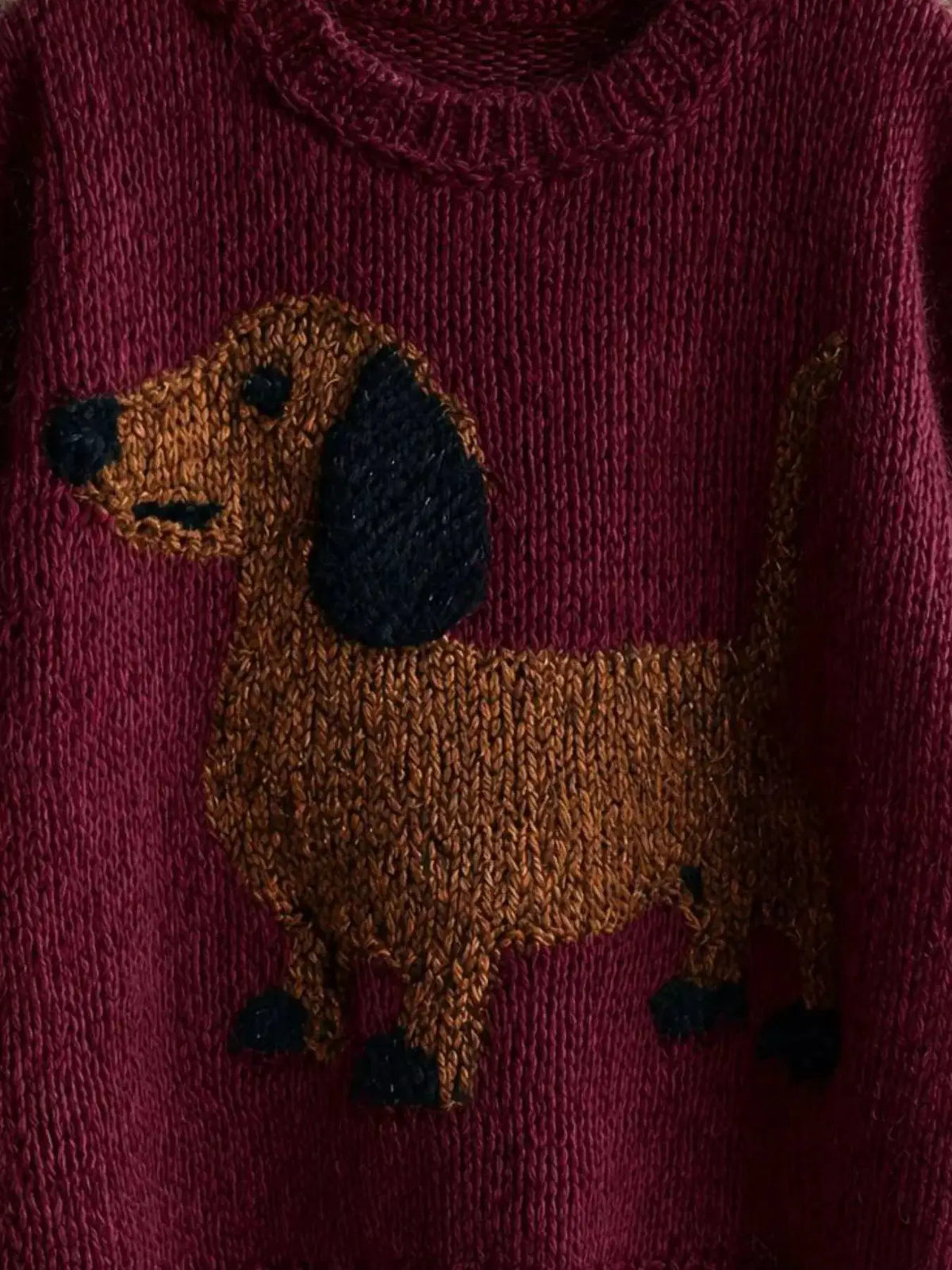 Dachshund Dropped Shoulder Sweater by Trendsi