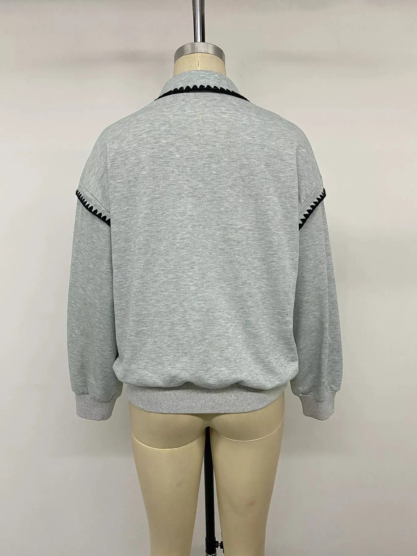 Polo Collar Dropped Shoulder Sweatshirt by Trendsi