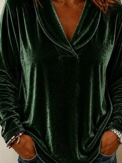 Full Size Velvet Long Sleeve T-Shirt Plus Size by Trendsi