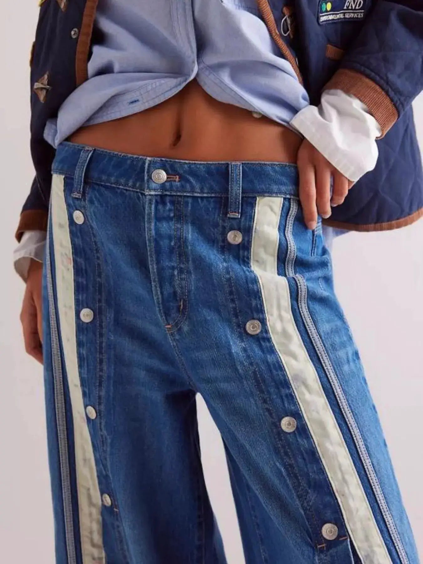 Wide-Leg Side Snap Button Jeans by Trendsi