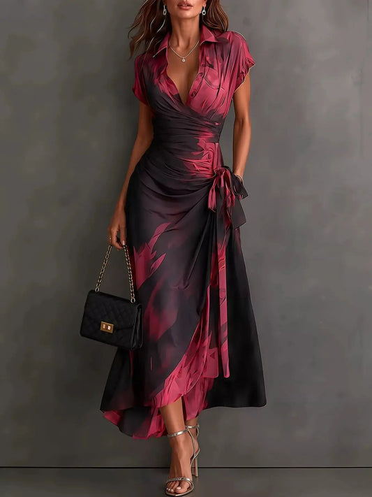 Tie Detail Surplice Dress by Trendsi