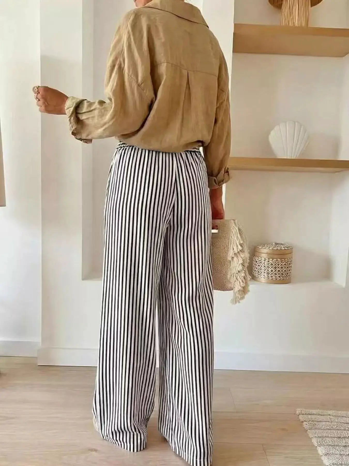 Striped Wide-Leg Pants by Trendsi