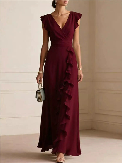Ruffled Surplice Maxi Dress by Trendsi