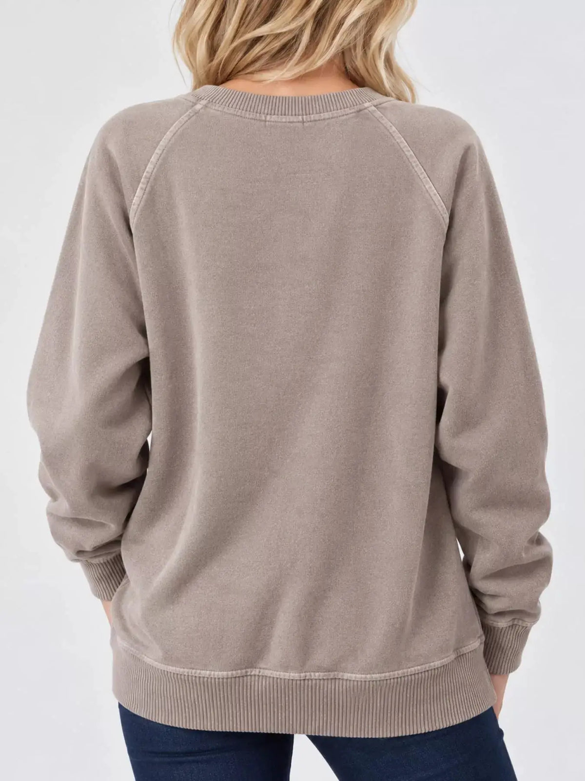 Crew Neck Raglan Sleeve Sweatshirt by Trendsi