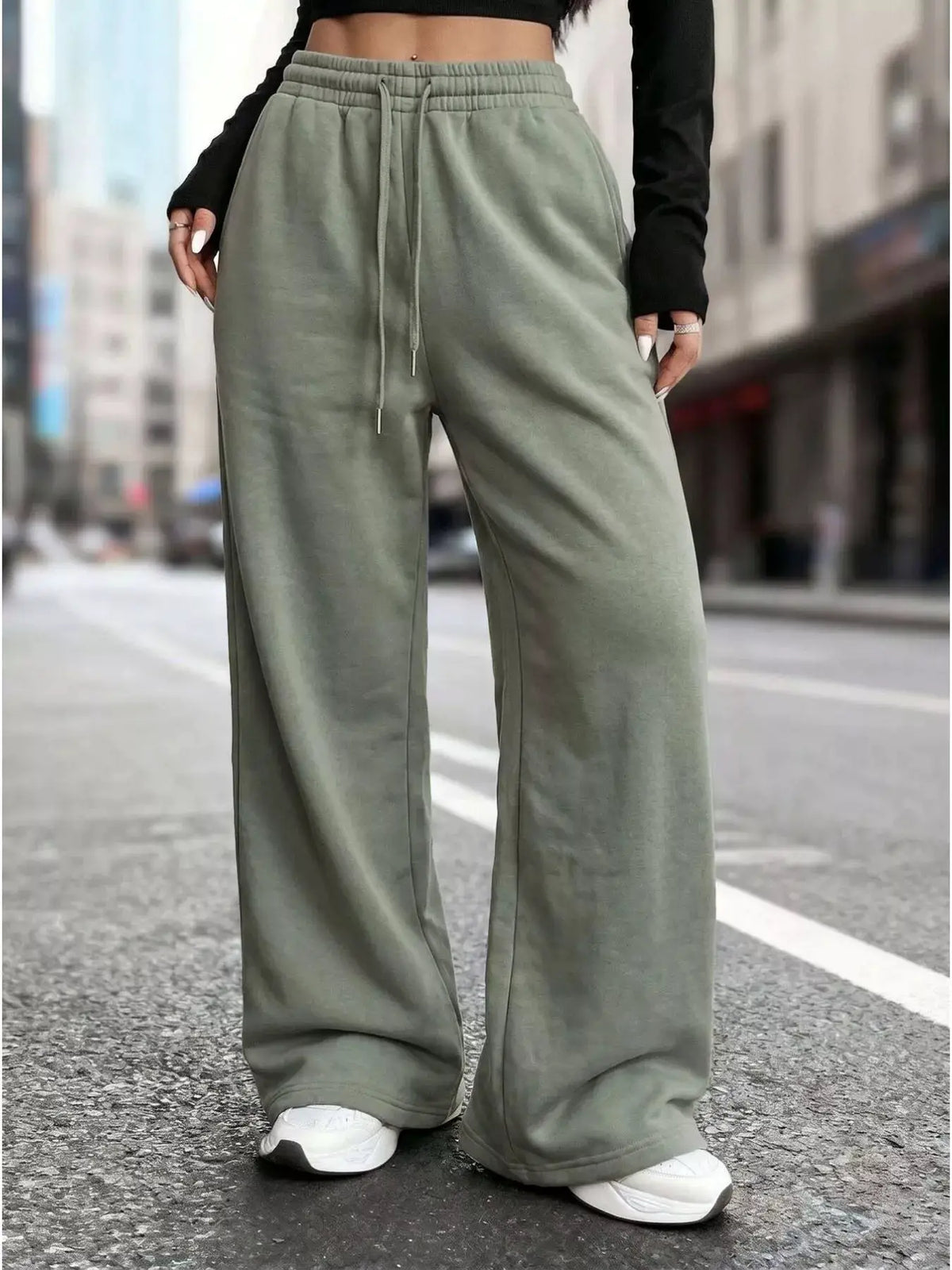High-Waisted Wide-Leg Sweatpants by Trendsi