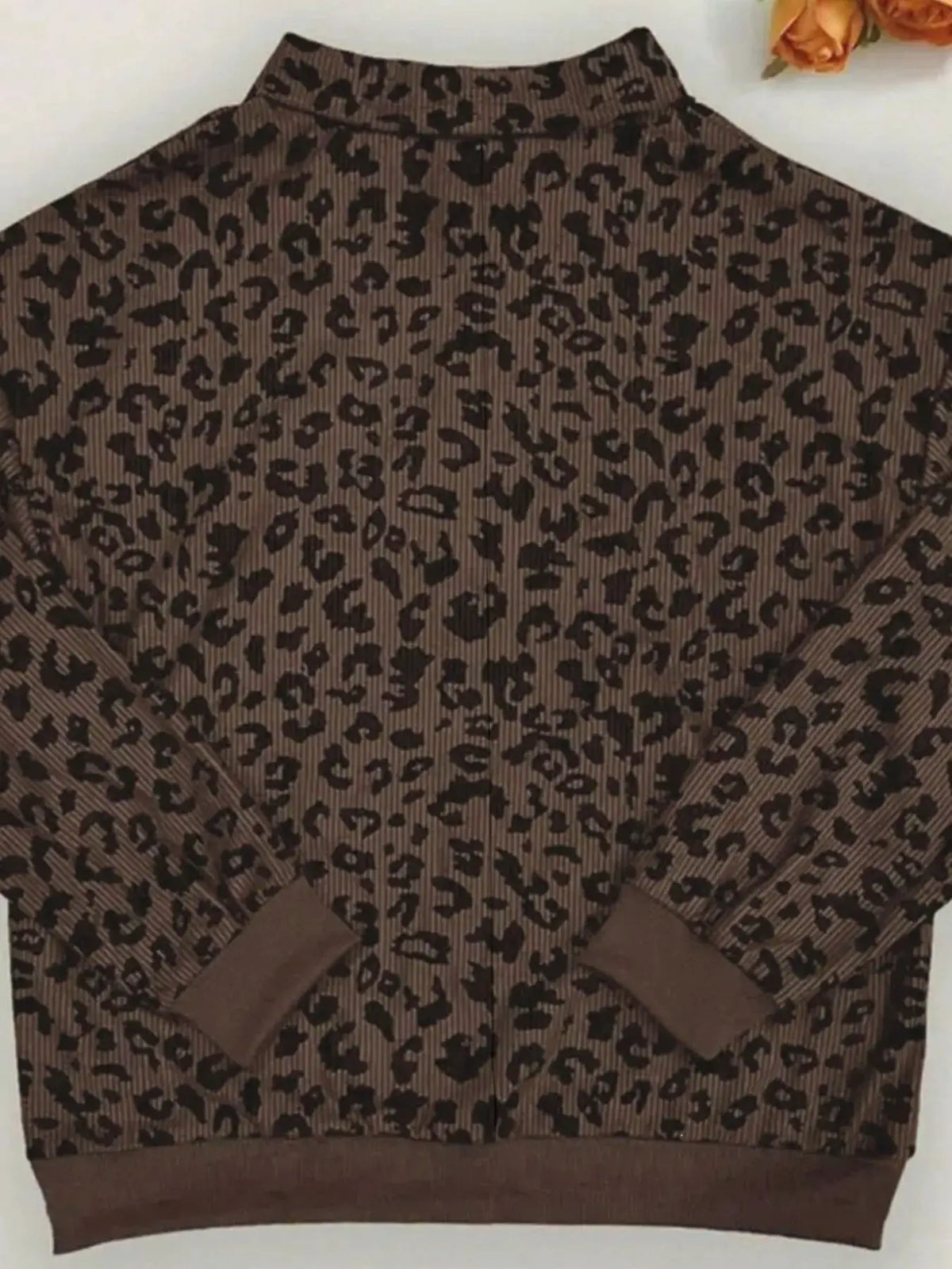 Leopard Print Quarter-Zip Sweatshirt by Trendsi
