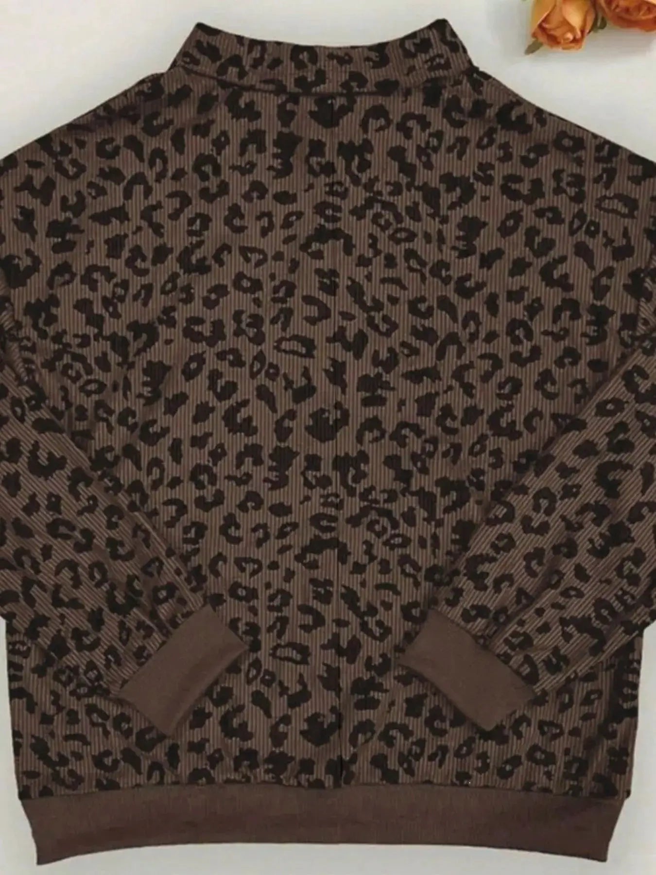 Leopard Print Quarter-Zip Sweatshirt by Trendsi