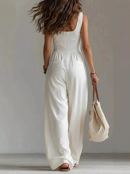 Sleeveless Button-Front Jumpsuit by Trendsi
