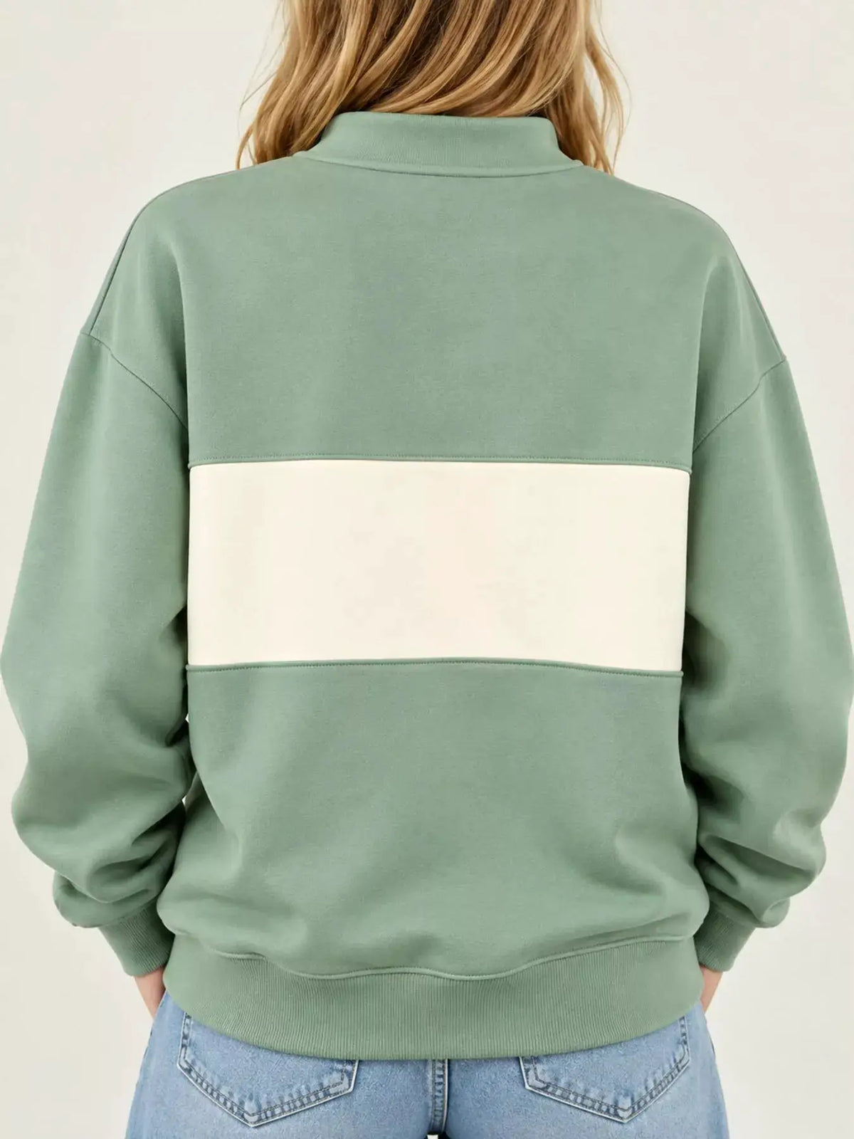 Full Size Color Block Snap-Button Sweatshirt Plus Size by Trendsi