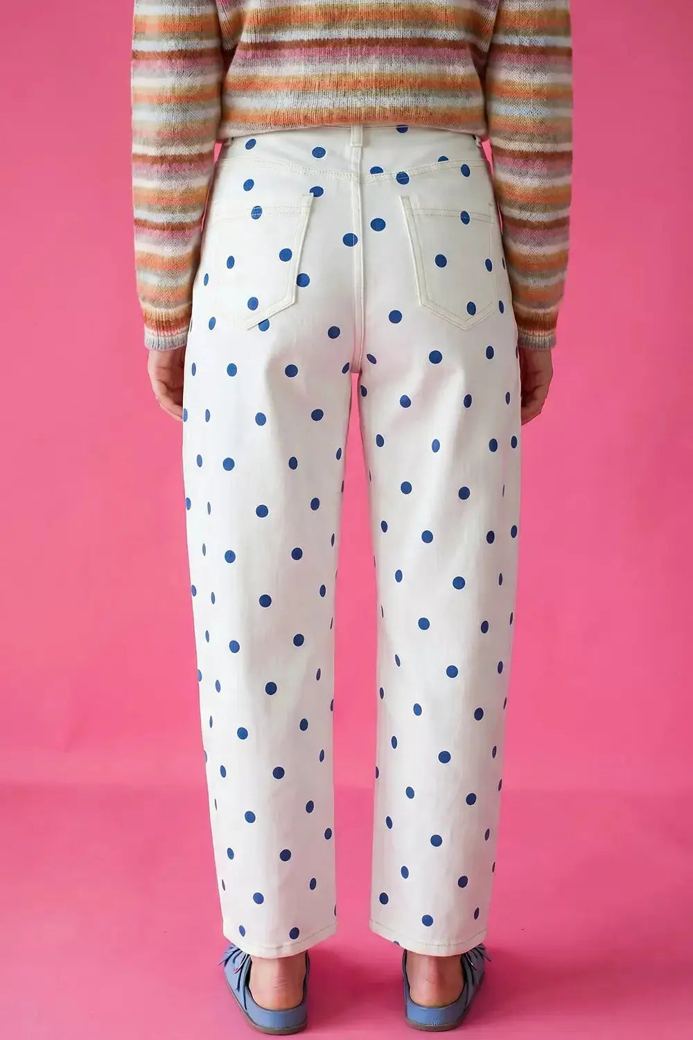 Polka Dot Wide-Leg Jeans by Trendsi