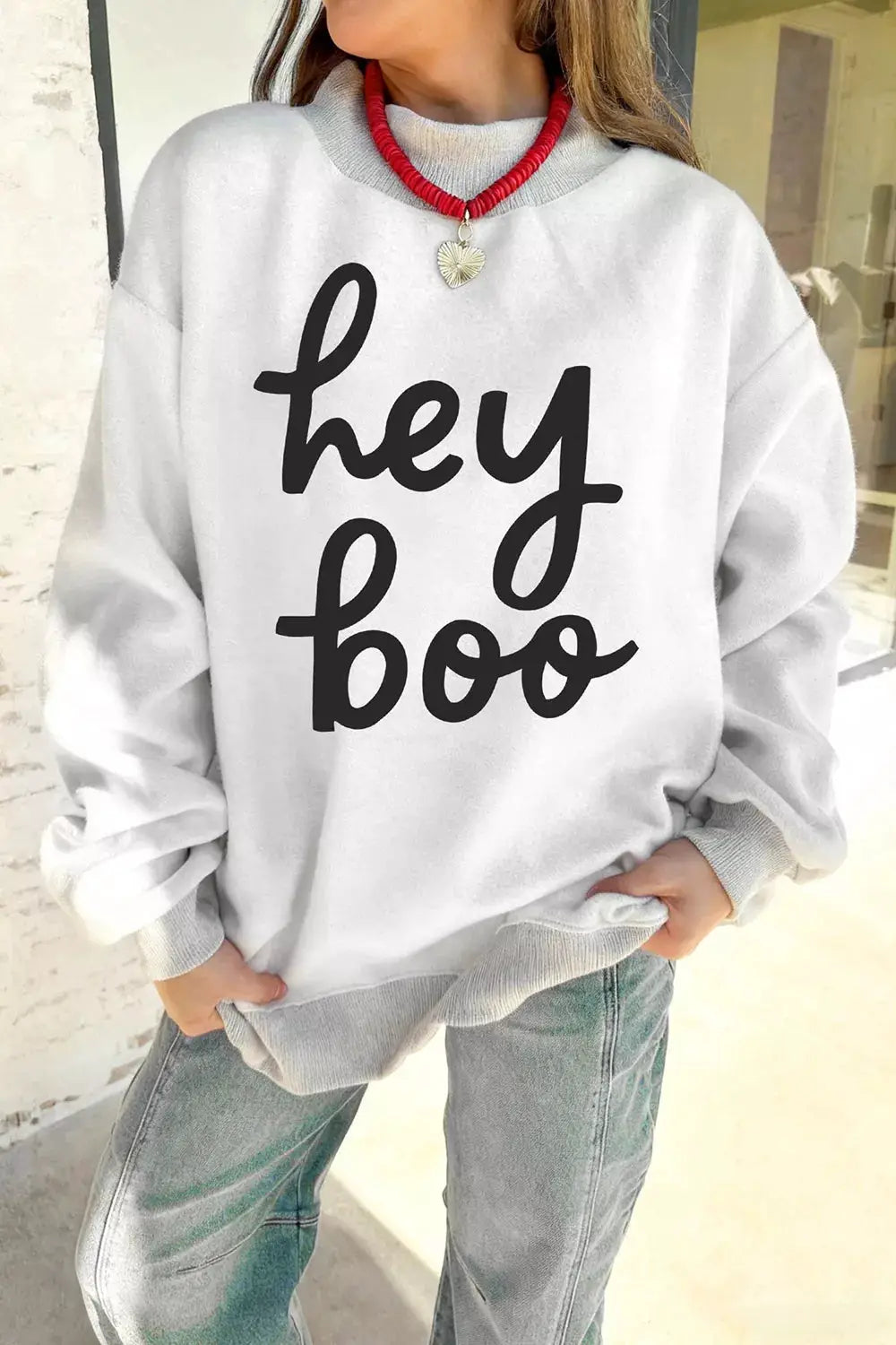 Reversible Halloween Graphic Mock Neck Tunic Sweatshirt by Trendsi