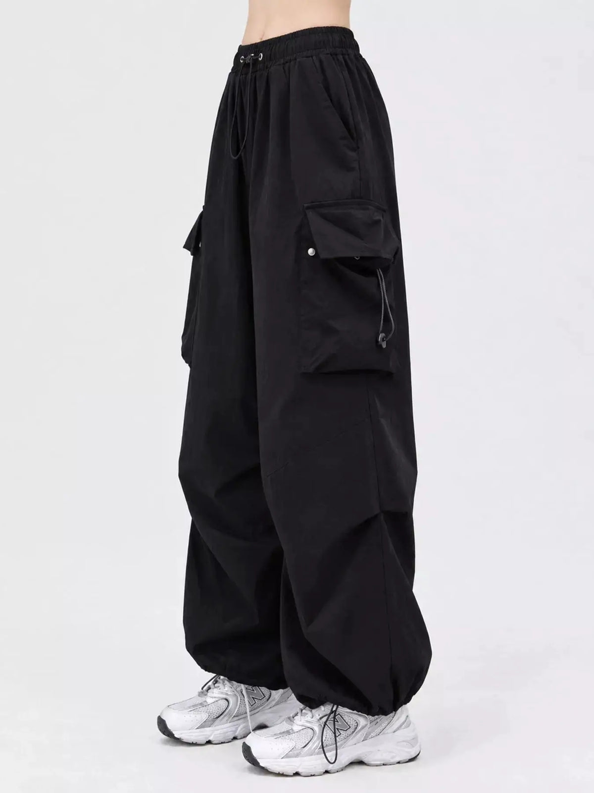Full Size Drawstring Cargo Pants Plus Size by Trendsi