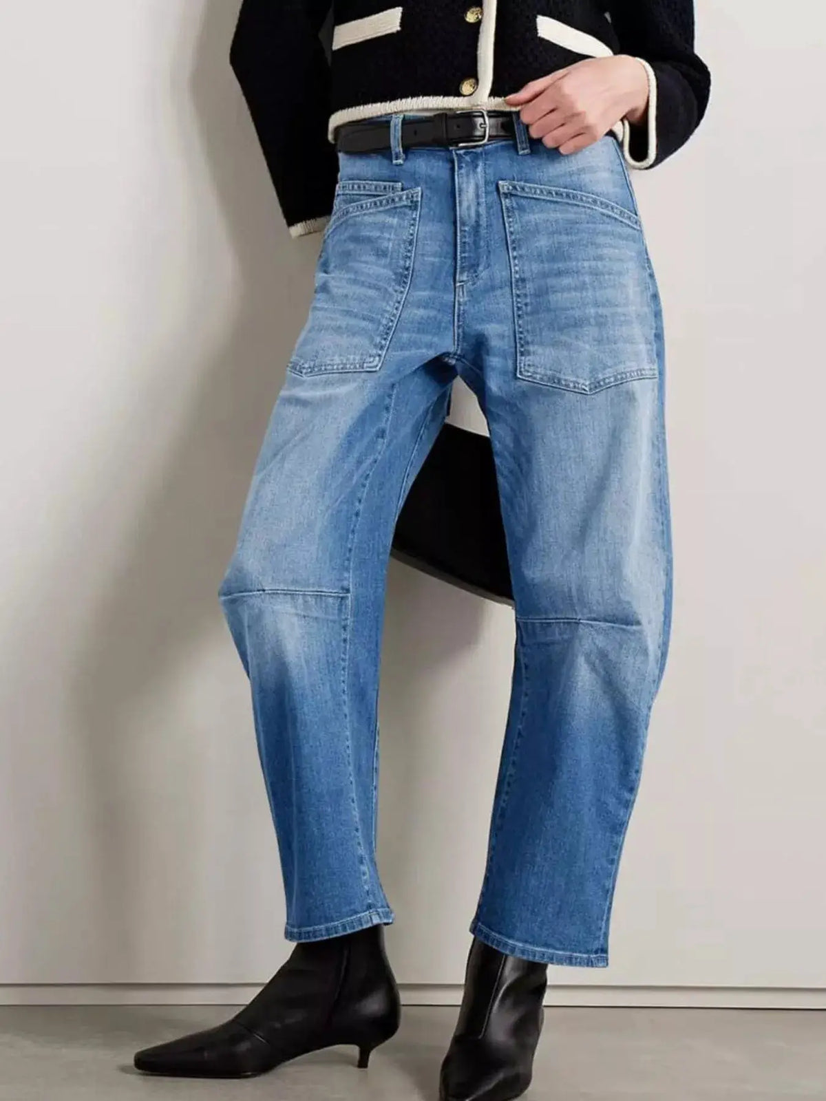 Wide-Leg Jeans with Patch Pockets by Trendsi