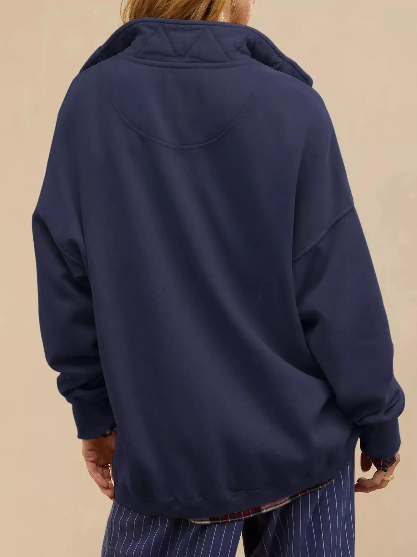 Half Snap Dropped Shoulder Sweatshirt by Trendsi