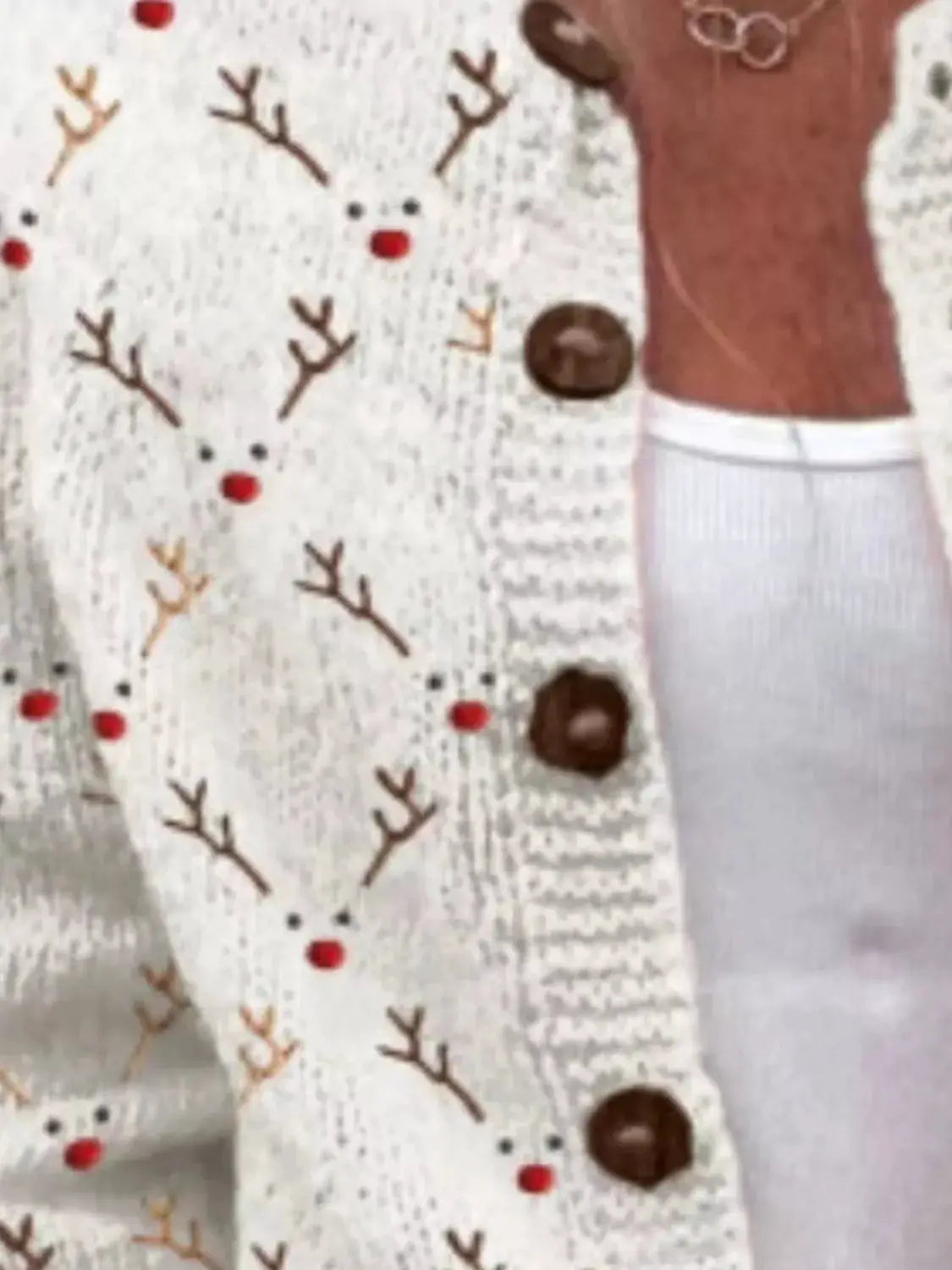 Full Size Festive Christmas Pattern Knit Cardigan with Button-Down Closure Plus Size by Trendsi