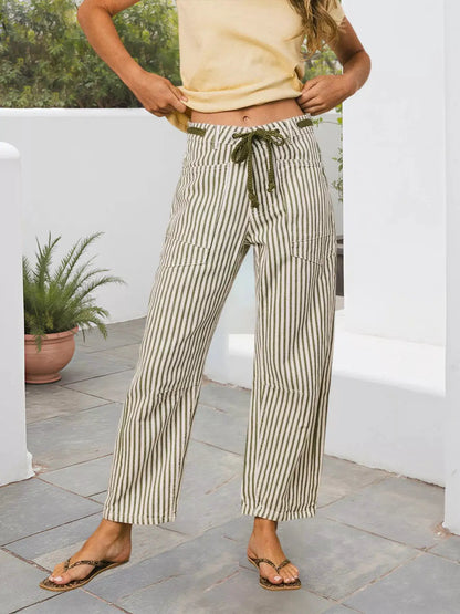 Drawstring Wide Leg Cropped Jeans by Trendsi