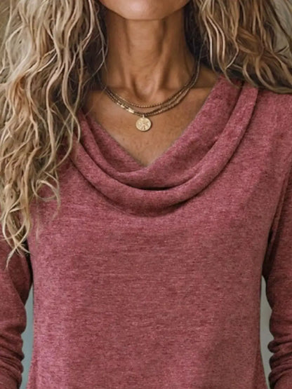 Cowl Neck Long Sleeve T-Shirt by Trendsi