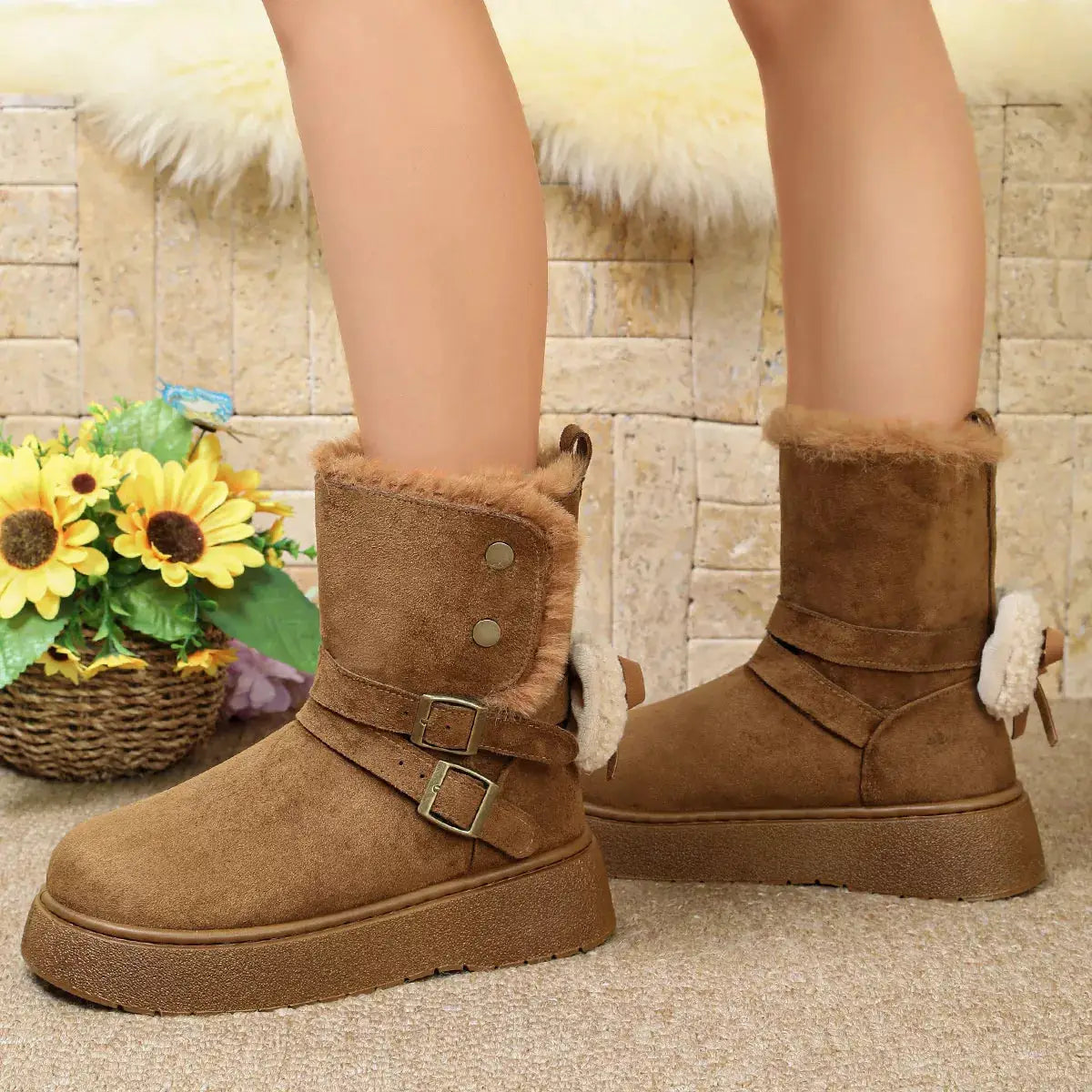 Round Toe Platform Boots by Trendsi