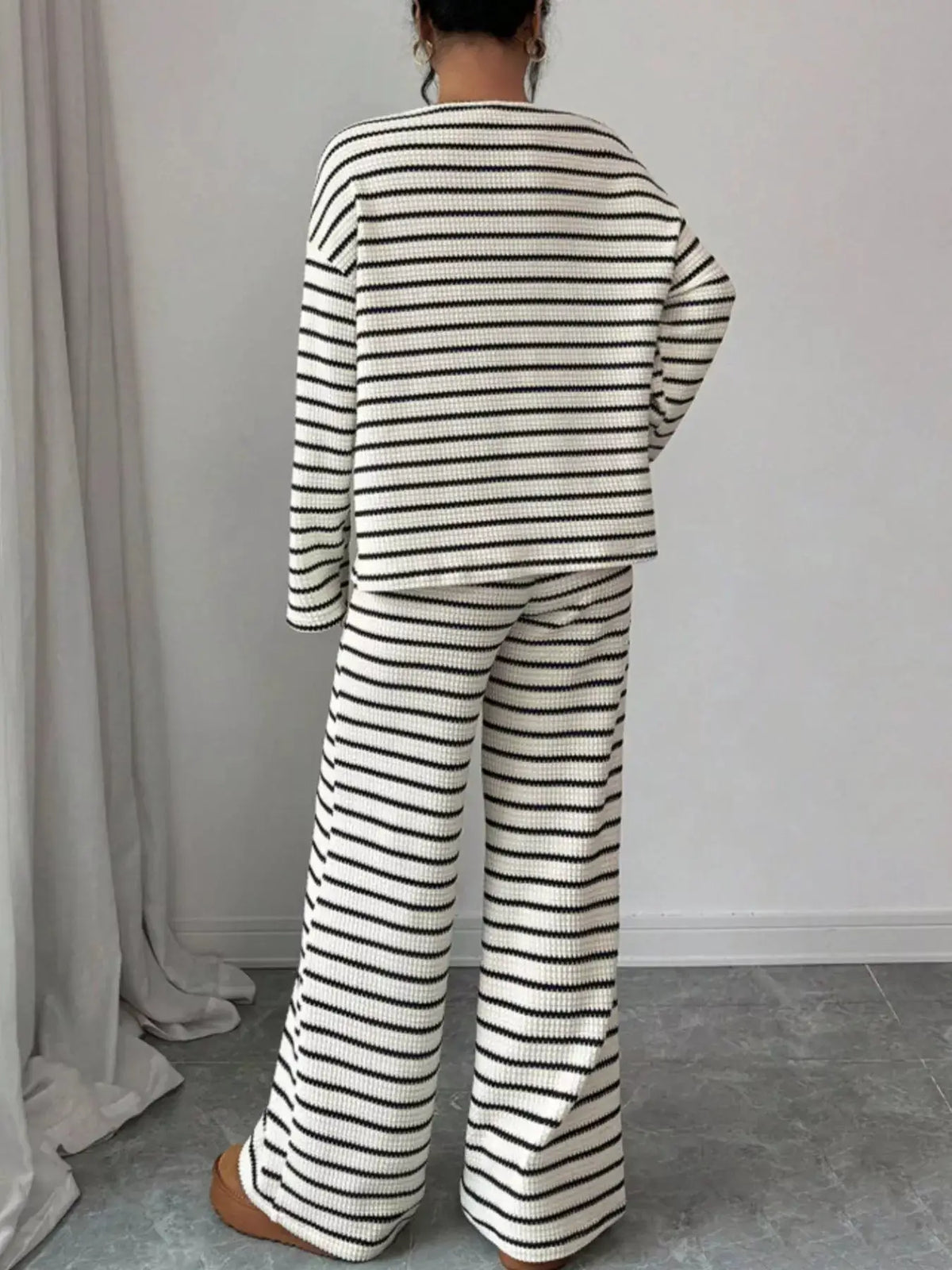 Striped Relaxed Fit Top and Pants Set by Trendsi