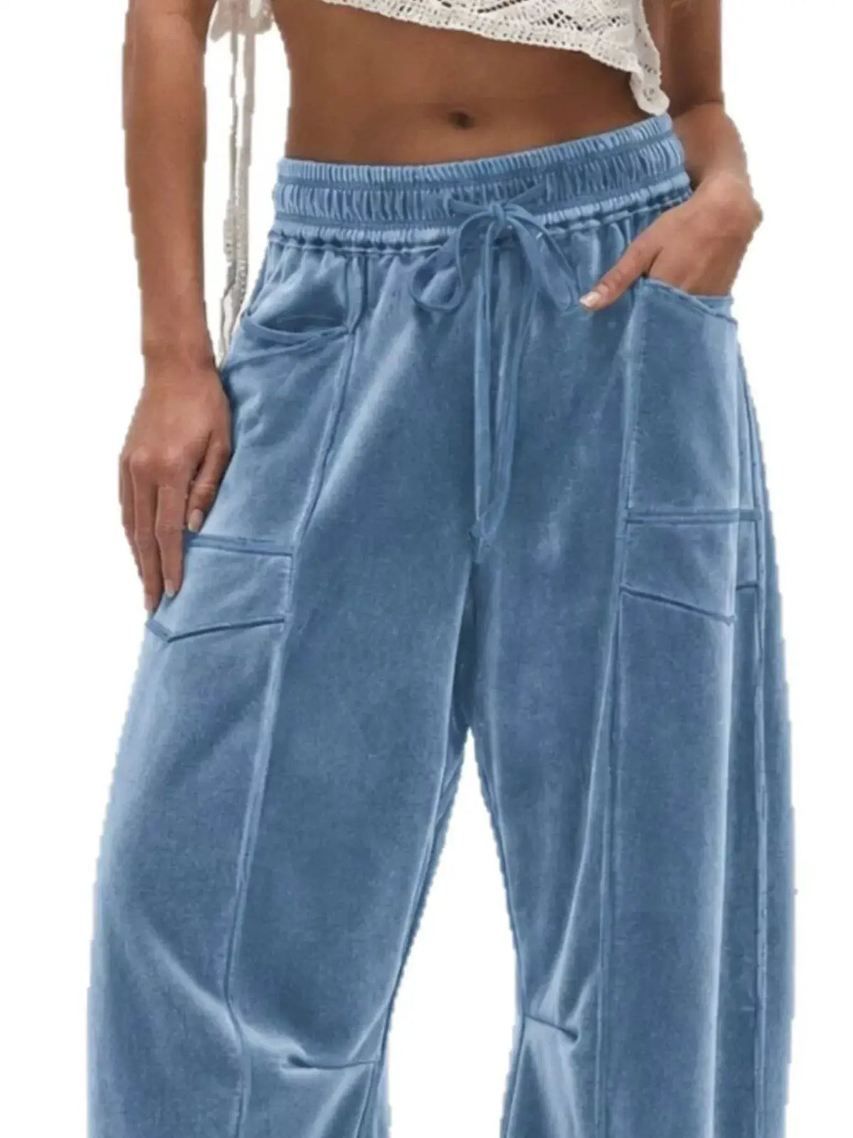 Velvet Wide-Leg Pants by Trendsi