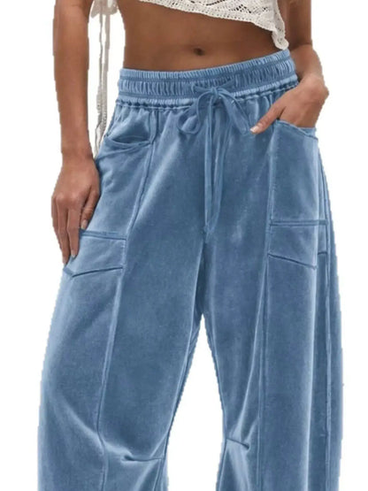 Velvet Wide-Leg Pants by Trendsi