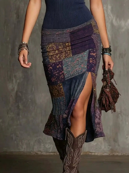 Slit Printed Sleeveless Midi Dress by Trendsi
