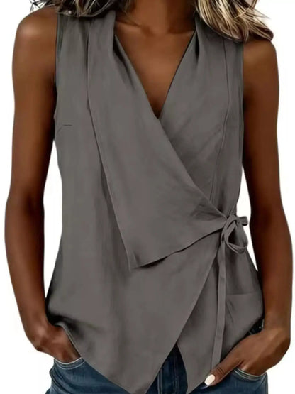 Tie Detail Sleeveless Top by Trendsi