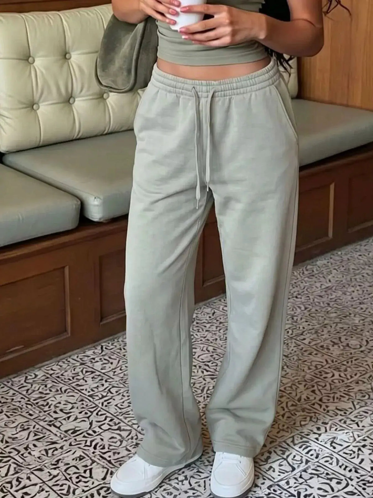 High-Waisted Wide-Leg Sweatpants by Trendsi