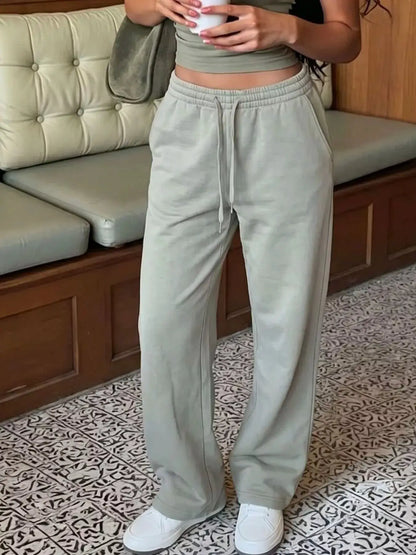 High-Waisted Wide-Leg Sweatpants by Trendsi