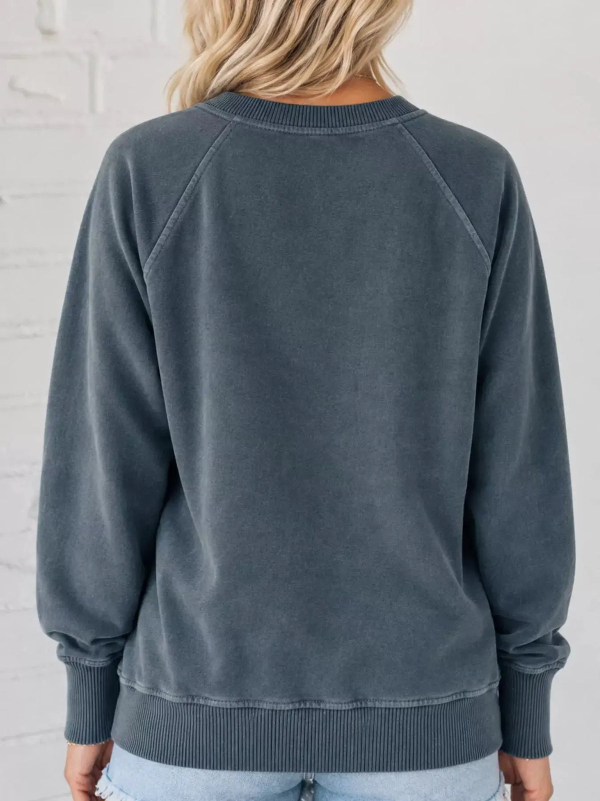 Crew Neck Raglan Sleeve Sweatshirt by Trendsi