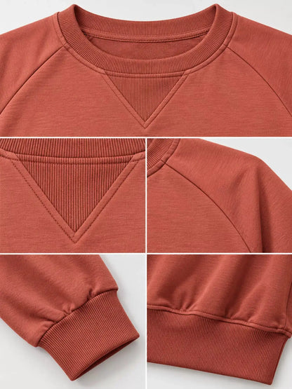 Crew Neck Raglan Sleeve Sweatshirt by Trendsi