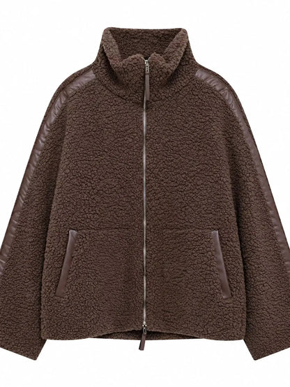 Sherpa Zip-Up Outerwear by Trendsi